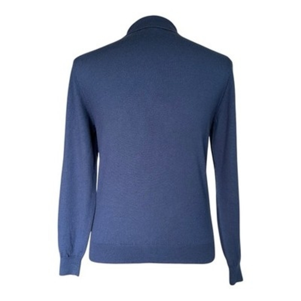 Joseph & Lyman Mens M Blue Italian Merino Wool Knitted Polo Sweater VG - Picture 6 of 8